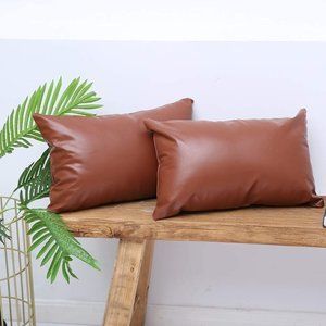 New Faux Leather Lumbar Throw Pillow Covers